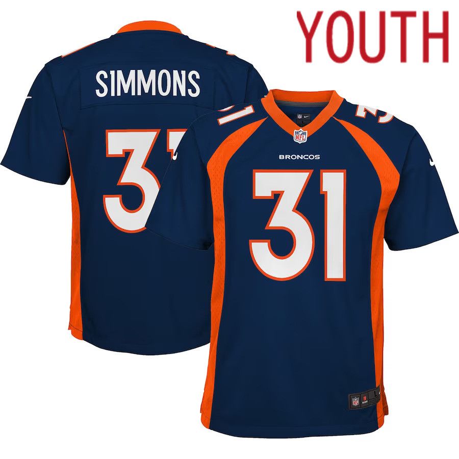 Youth Denver Broncos 31 Justin Simmons Nike Navy Alternate Game NFL Jersey